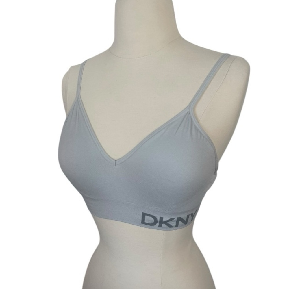 DKNY bra  Logo bralette gray Large stretchy adjustable - Picture 3 of 10